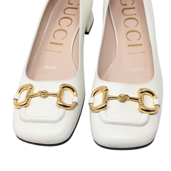 Gucci Malaga Kid Mystic White Baby Horsebit Leather Loafer Chunky Heel EU 39.5 - Picture 5 of 13